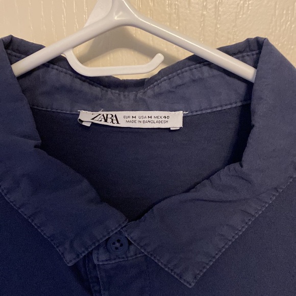 ZARA COMBINATION KNIT POLO MID-BLUE - Picture 4 of 5